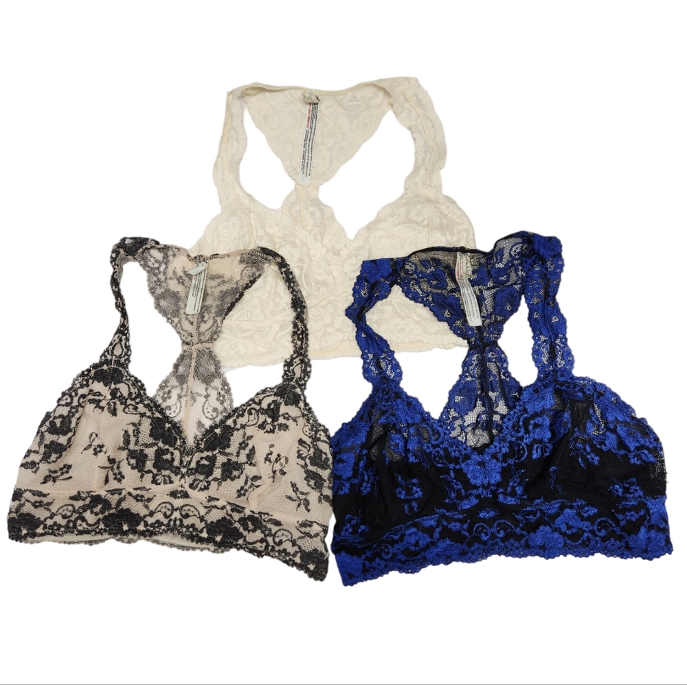 Intimately Free People Lace Bra Bralette Bundle Lot Of 3 Size Medium Women's